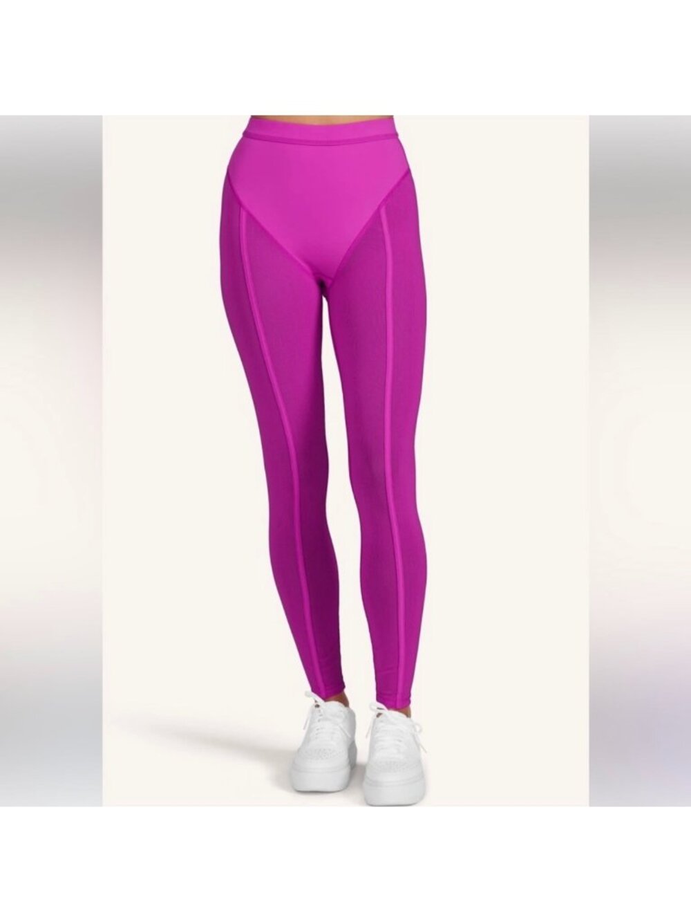 Brittany Allen By Peloton Solid Panty Mesh Athletic Leggings Hot Pink Size M